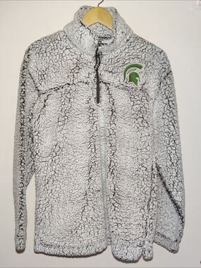 Boxercraft Michigan State Spartans Womens L Quarter 1/4 Zip Sherpa Fleece Jacket